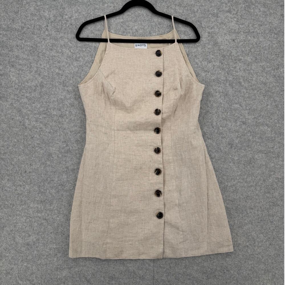 SNDYS. Allegra Linen Beige/Tan Mini Dress Size X-LARGE